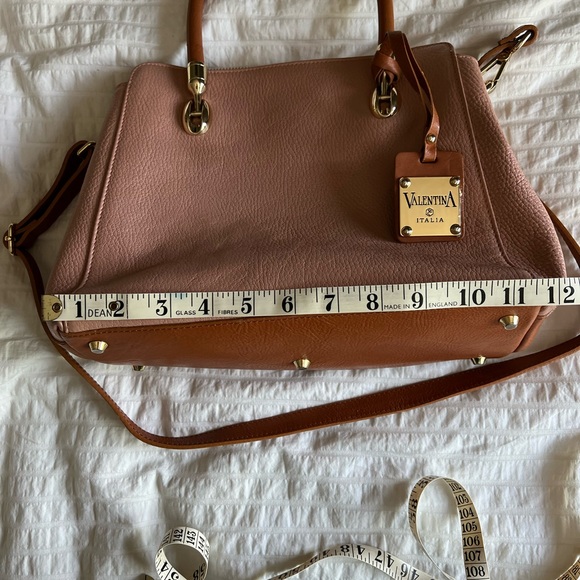 Genuine Leather Valentina Shoulder Cross-Body Bag - Pink and Tan - Picture 10 of 15